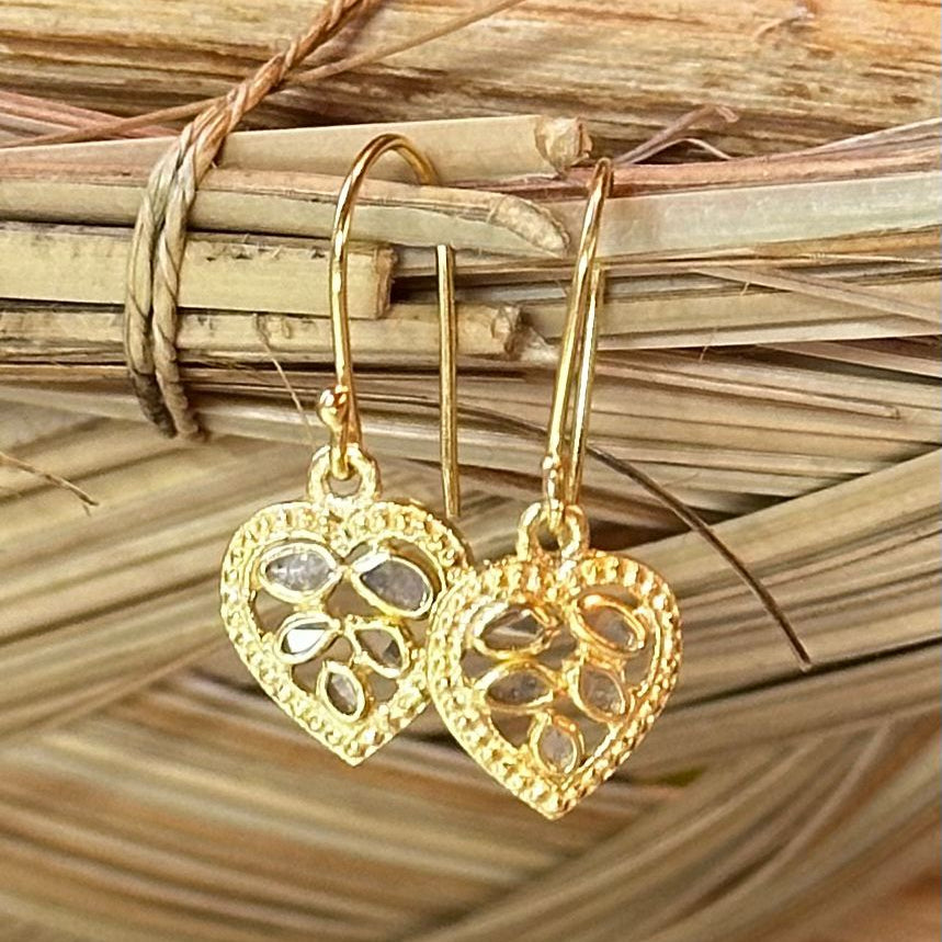 Boucles d'oreilles Coeur Polki
